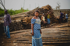 28 February 2016: women in Conakry 's neighborhood producing driftwood