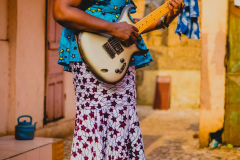 Yaya Kouyaté, lead guitarist, orchestra conductor of a female band belonging to the Guinean Gendarmerie, "Les Amazones de Guinée"